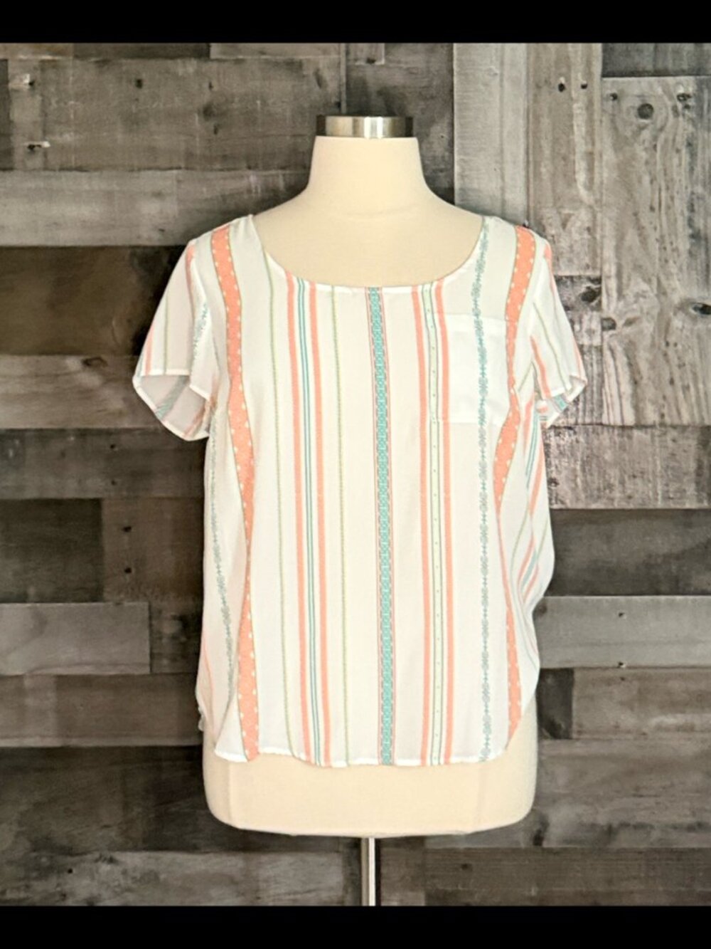 Torrid 0 button up shirt pastel bohemian stripes coastal cowgirl feminine spring